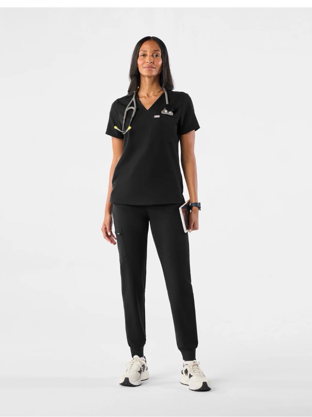 NWT Healing Hands "Good Karma" Scrub Set Black - Size Small (Top & Joggers)